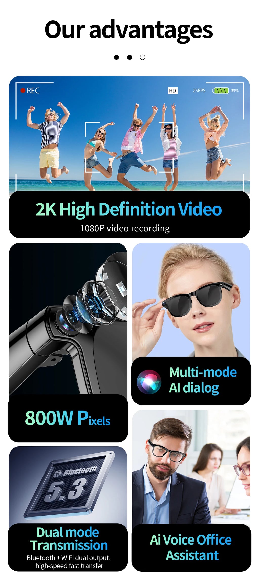 VibeNova 4K Smart AI Glasses — Hands-Free Camera & Bluetooth Audio